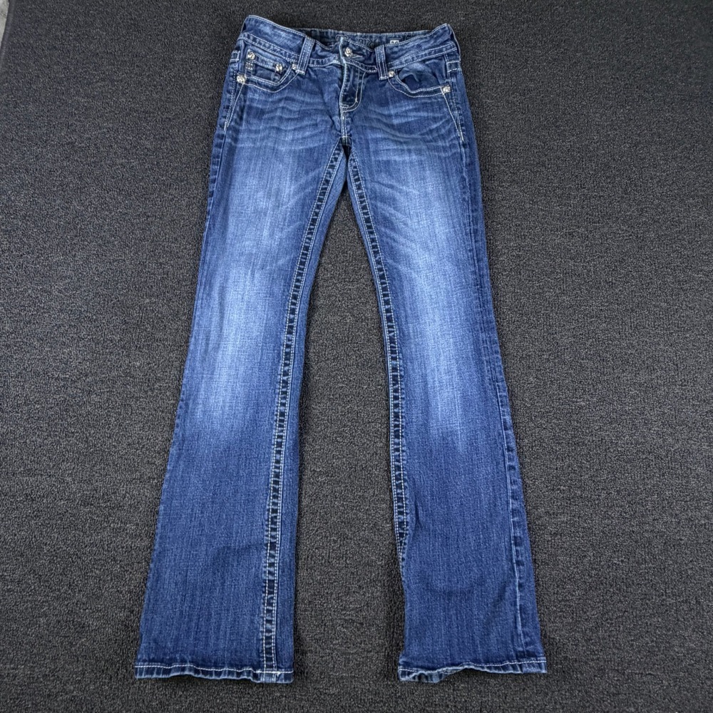 Miss Me Jeans Womens 28 (fits 29x31) JP5011B6 Bootcut Blue Wing Rhinestone EUC